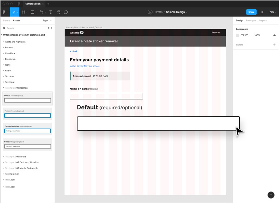 Screenshot of frame on Figma showing a sample mockup.