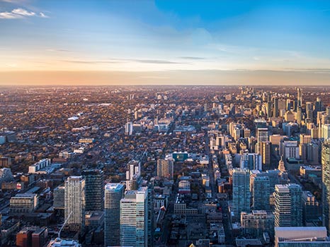 An aerial view of downtown Toronto